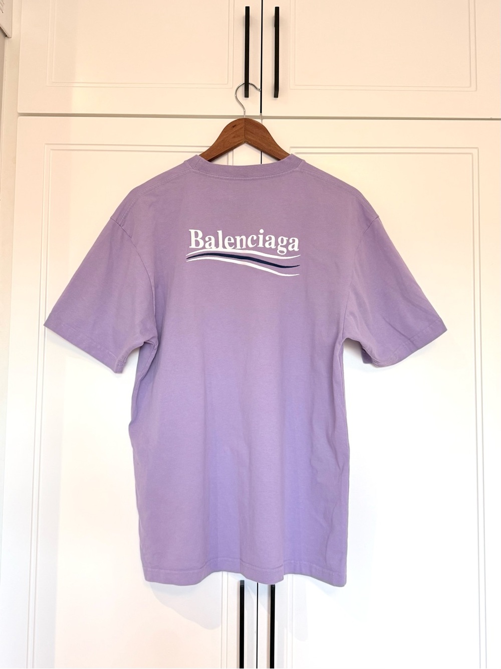 Authentic Balenciaga Lavender Logo Wave T-Shirt Unisex XXS Oversized Fit (US S-L